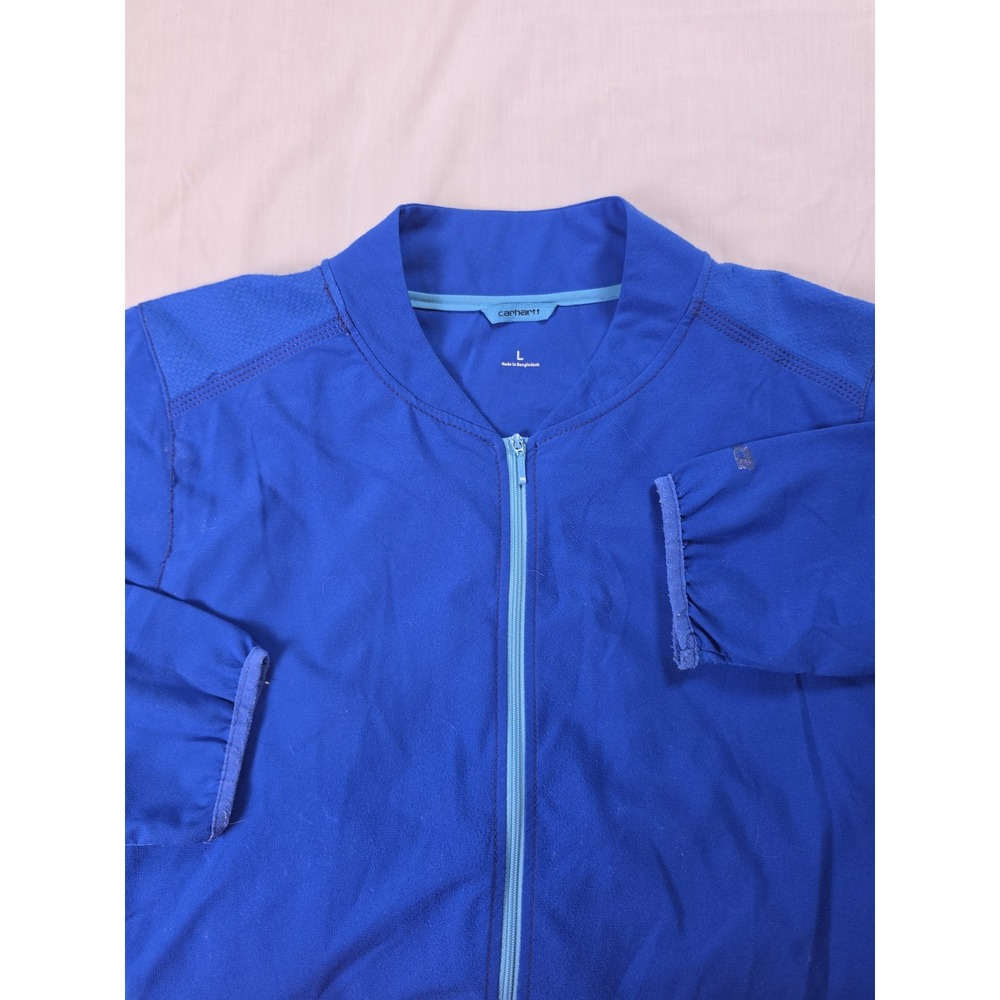 Carhartt Jacket Womens Large Blue Full Zip Long Lightweight Scrub CB2310